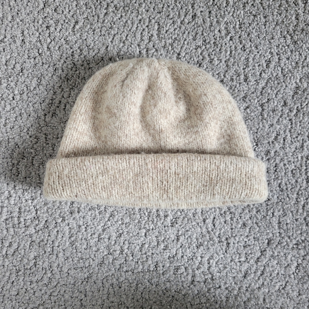 Vintage Oatmeal Wool Blend Winter Beanie OS